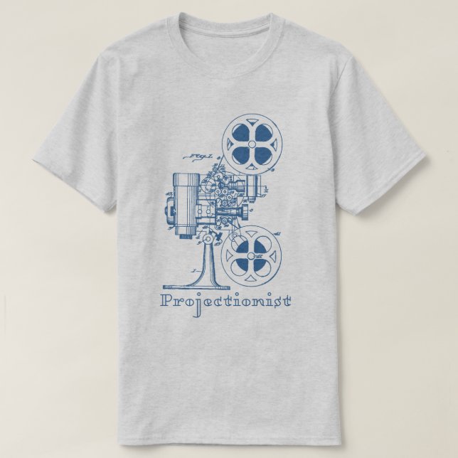 Camiseta del operador de cámara (diseño azul) (Diseño del anverso)