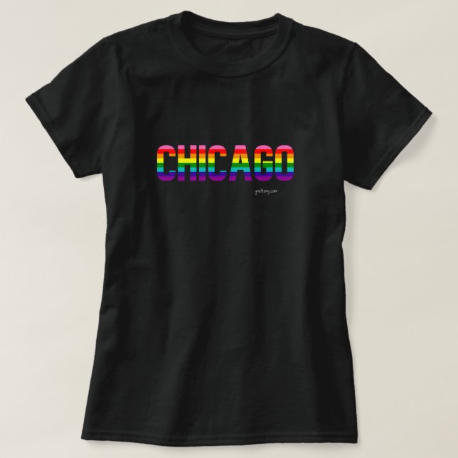 Camiseta del orgullo de Chicago | Bandera arco iri (Diseño del anverso)