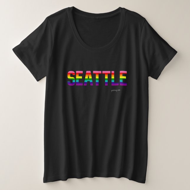 Camiseta del Orgullo de Seattle | Bandera arco iri (Anverso del diseño)