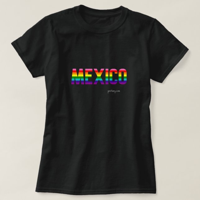 Camiseta del Orgullo Mexicano | Bandera arco iris  (Diseño del anverso)