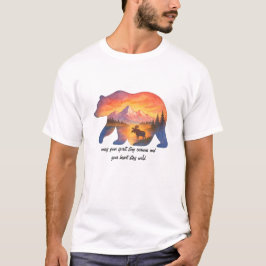 Camiseta del oso puesta de sol escénica