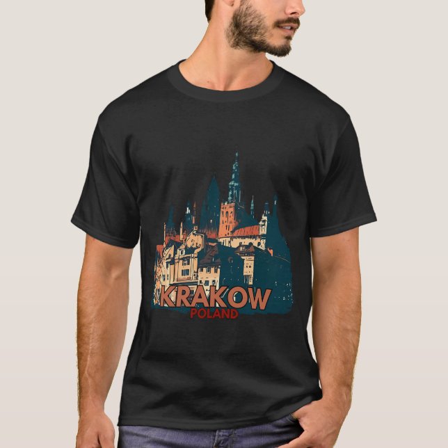 Camiseta del paisaje urbano de Cracovia Polonia (Anverso)