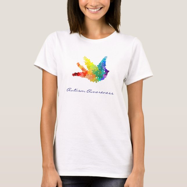 Camiseta del pájaro del rompecabezas de la (Anverso)