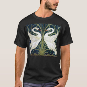 Camiseta del papel pintado del cisne y de la