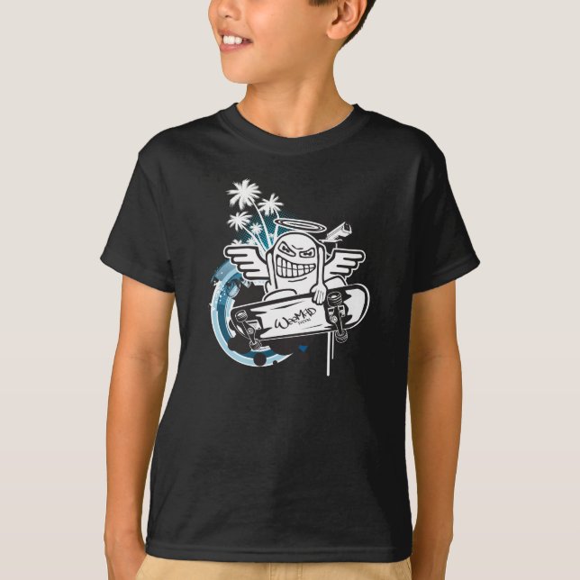 Camiseta del patinador del ángel de WeeMad (Anverso)