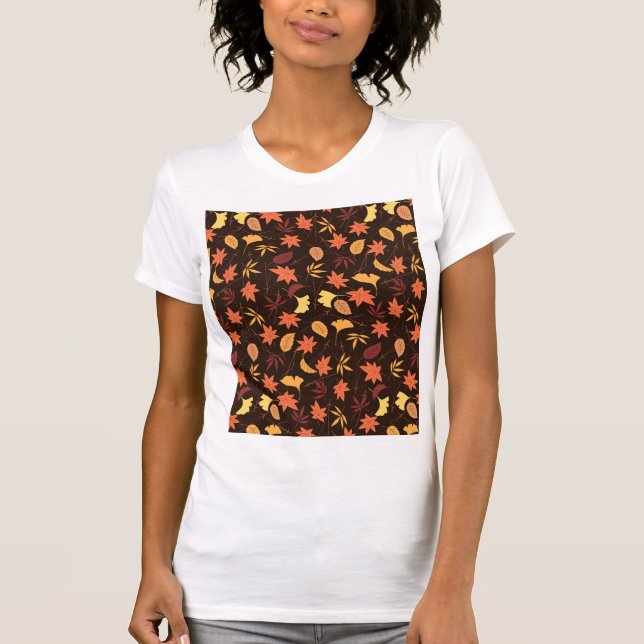 Camiseta del patrón de hojas de otoño (Anverso)