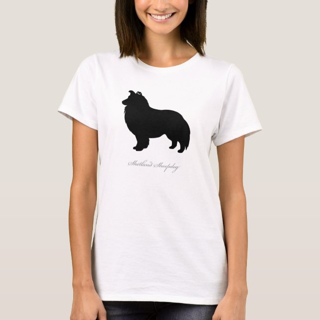 Camiseta del perro pastor de Shetland (silueta (Anverso)
