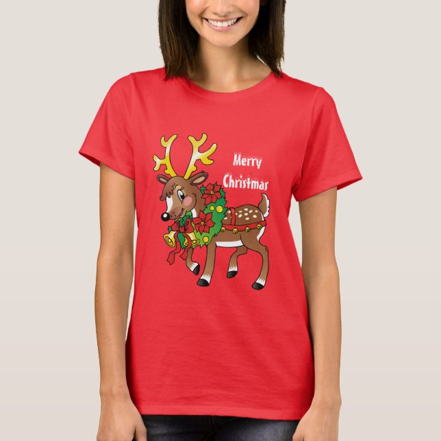 Camiseta del personalizado de feriado de renos de  (Anverso)