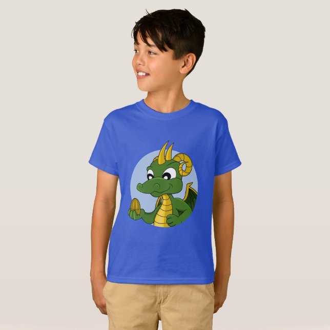 Camiseta del personalizado del dragón verde (Anverso completo)