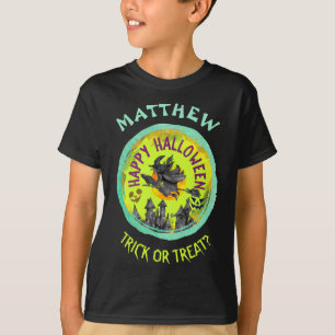 Camiseta del personalizado Lime Green Happy Hallow