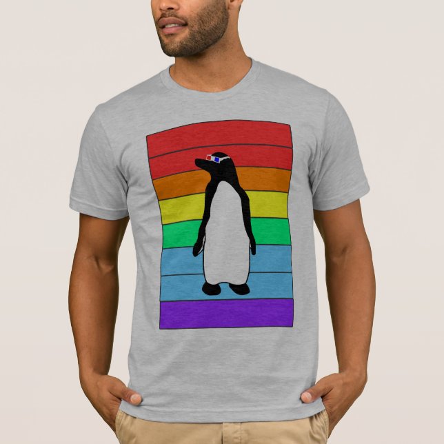 camiseta del pingüino del arco iris 3D (Anverso)