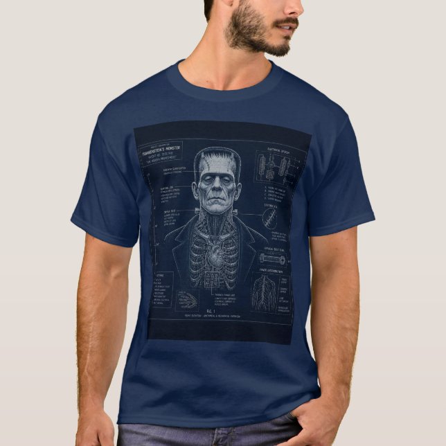 Camiseta del plano anatómico del monstruo de Frank (Anverso)