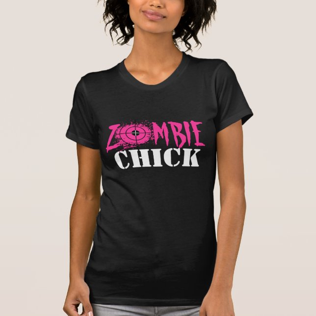 Camiseta del polluelo del zombi para las mujeres y (Anverso)