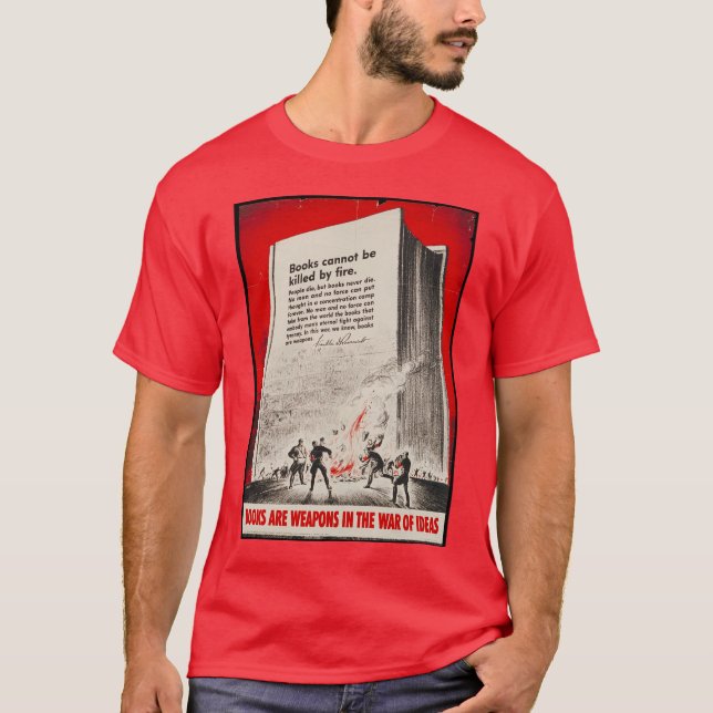 camiseta del poster del burning de libro WWII (Anverso)