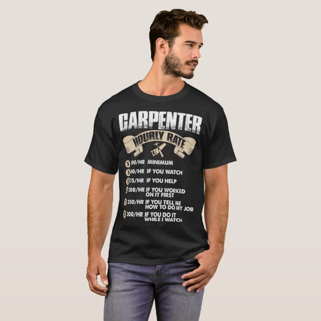 Camiseta del precio por hora del carpintero (Anverso completo)