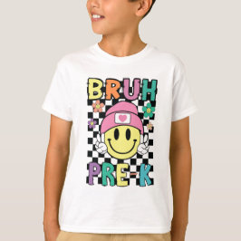 Camiseta del primer día de pre-k escolar-Bruh