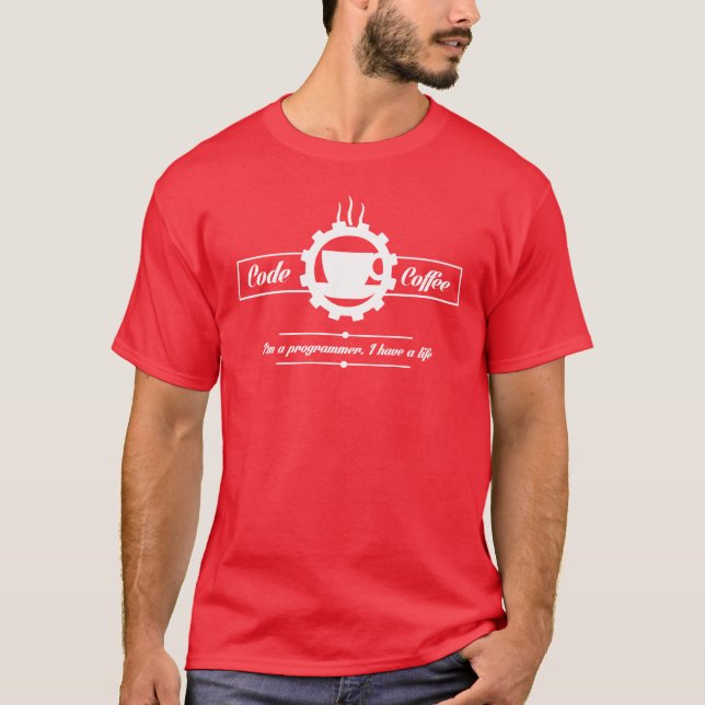 camiseta del programador: código y café (Anverso)