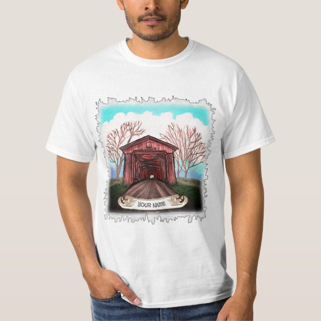 Camiseta del puente cubierto rojo (Anverso)