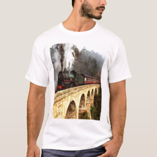 Camiseta del puente de travesía del tren del vapo