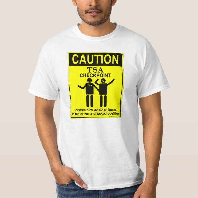 Camiseta del punto de control de la precaución TSA (Anverso)
