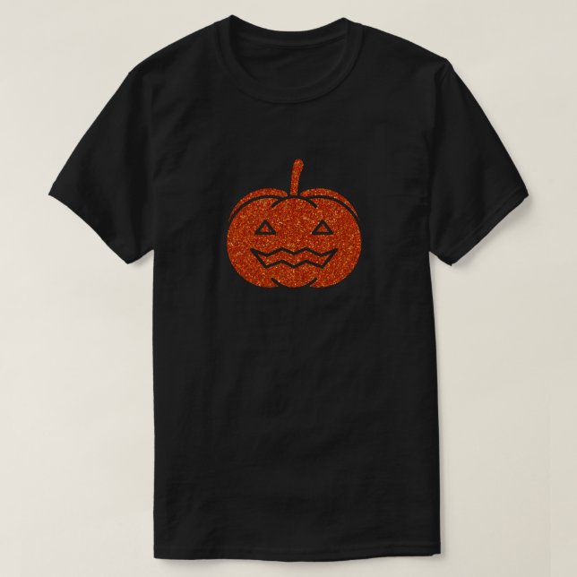 Camiseta del Purpurina de Halloween de la Calabaza (Diseño del anverso)