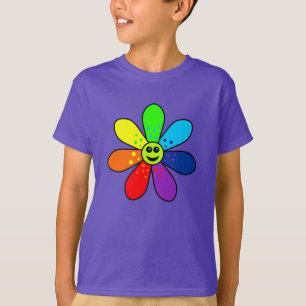 Camiseta del raglán de la flor del arco iris