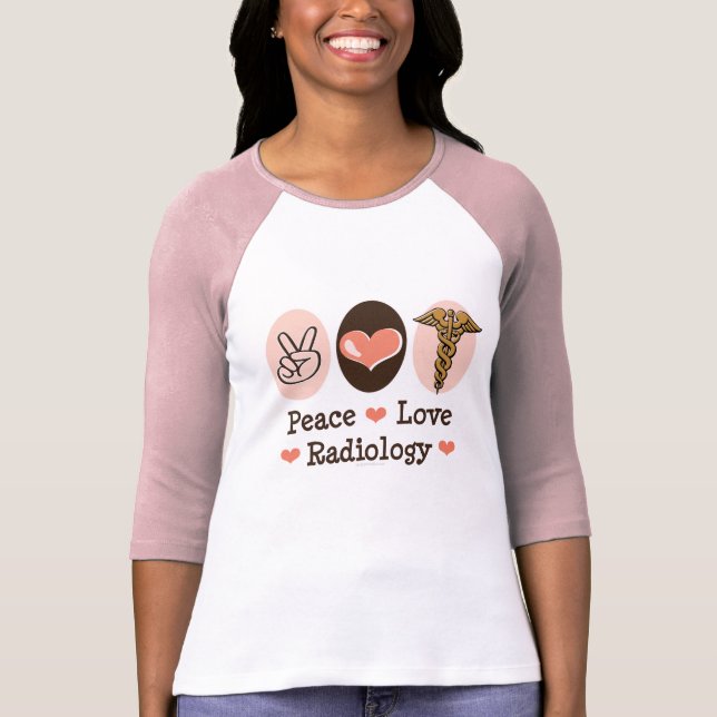 Camiseta del raglán de la radiología del amor de (Anverso)