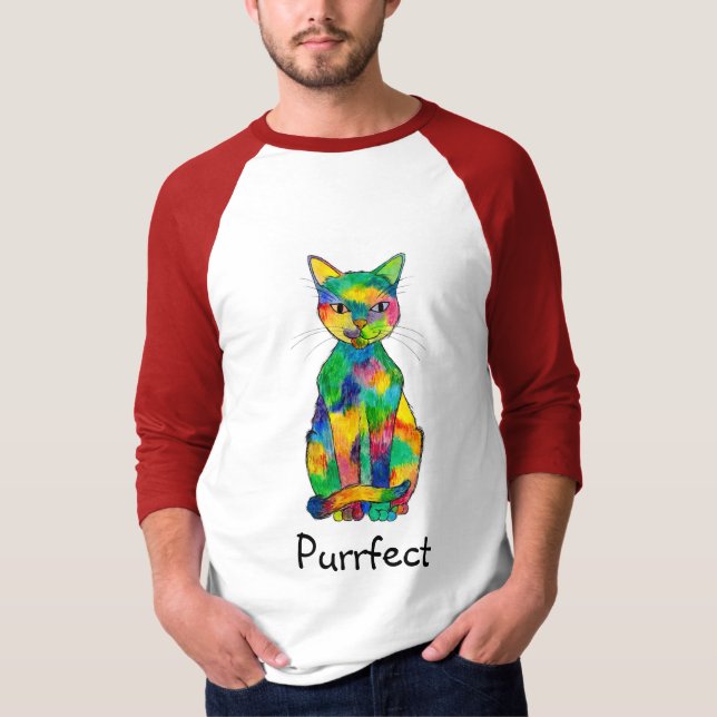 Camiseta del raglán de Purrfect del gato del arco (Anverso)