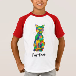 Camiseta del raglán de Purrfect del gato del arco