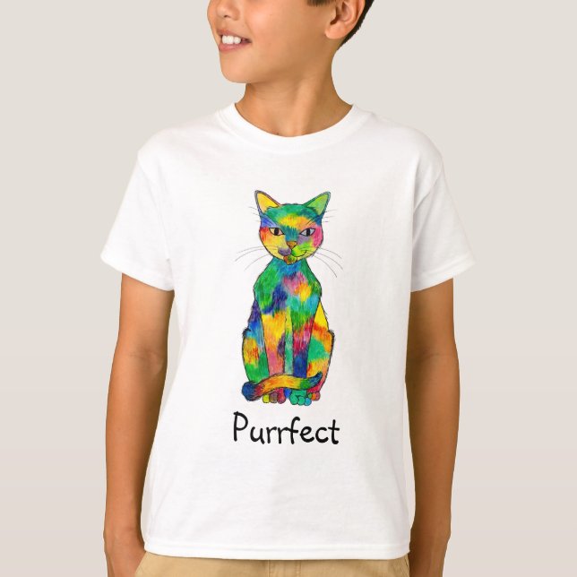 Camiseta del raglán de Purrfect del gato del arco (Anverso)
