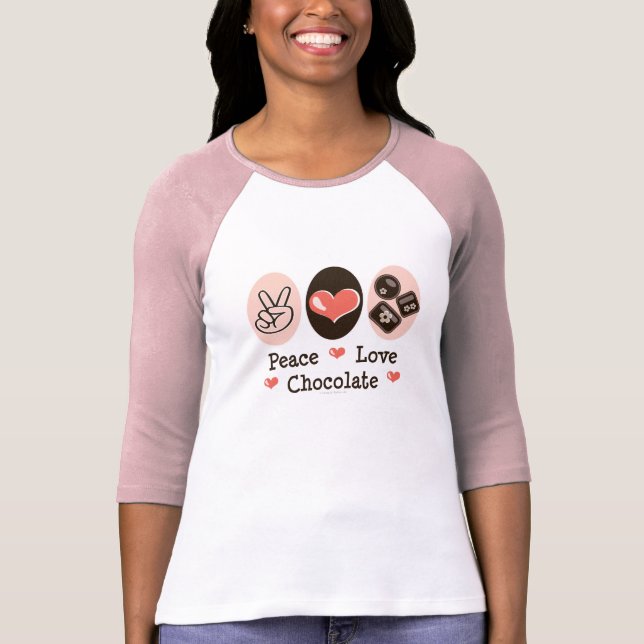 Camiseta del raglán del chocolate del amor de la (Anverso)