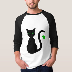 Camiseta del raglán del gato negro