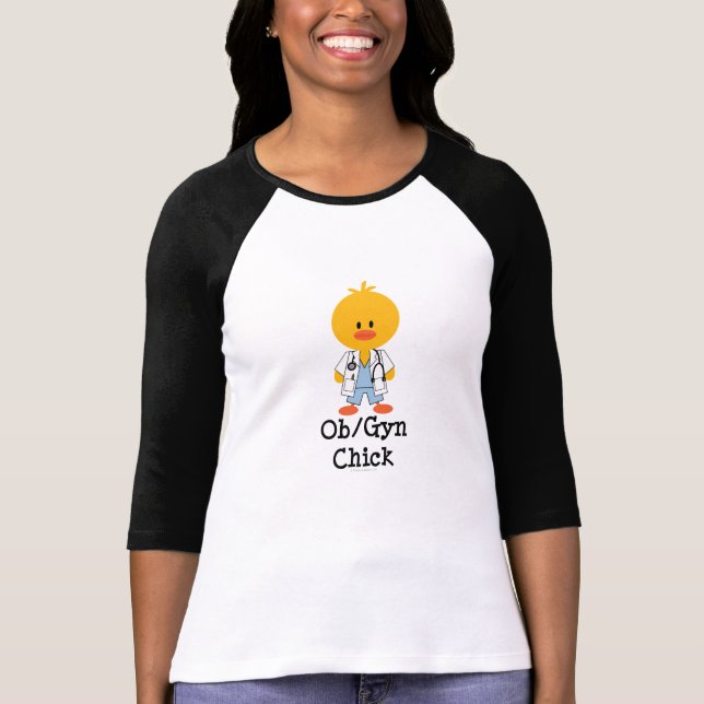Camiseta del raglán del polluelo de OB/GYN (Anverso)