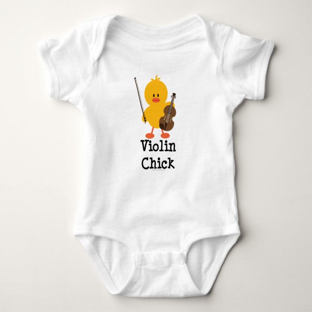 Camiseta del raglán del polluelo del violín (Anverso)