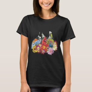 camiseta del relevo de la flor/del pájaro