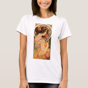 Camiseta del resbalón de la vaca de Alfonso Mucha