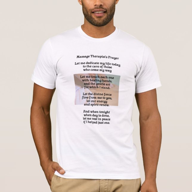 Camiseta del rezo del terapeuta del masaje (Anverso)
