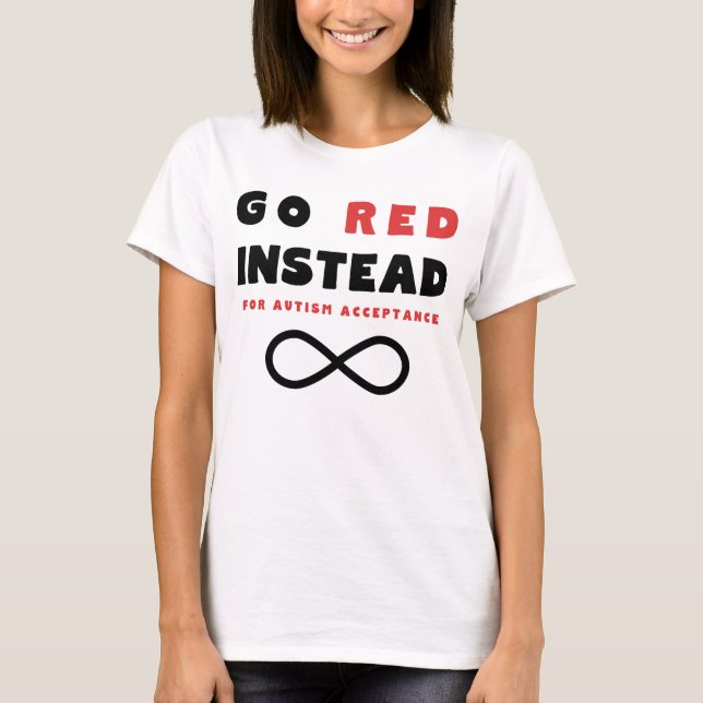 Camiseta Del rojo aceptación del autismo en lugar de otro (Anverso)