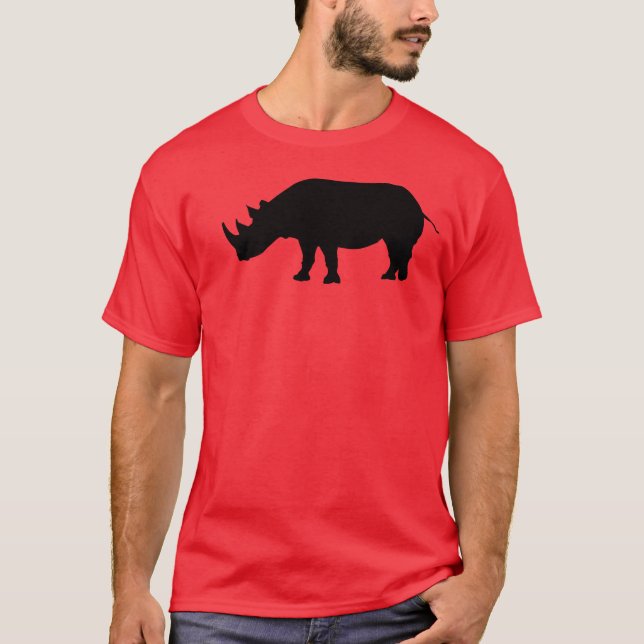 Camiseta del rojo de la silueta del rinoceronte (Anverso)