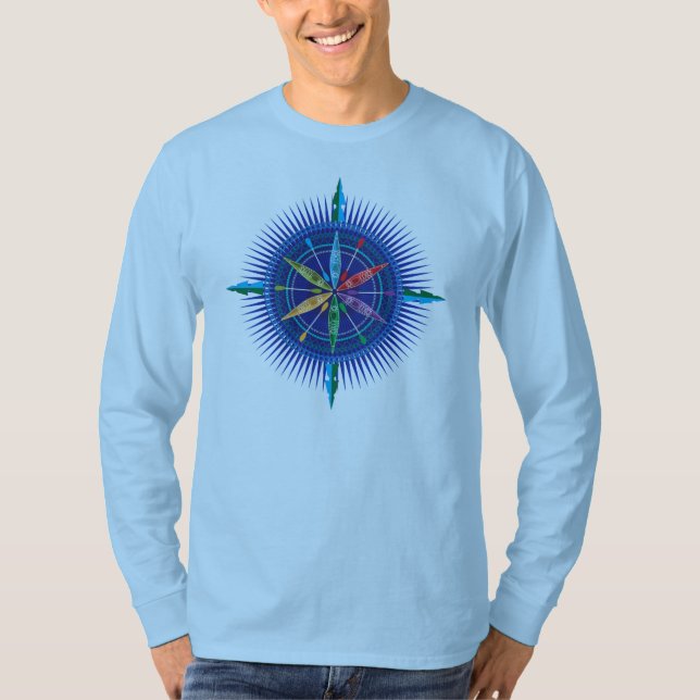 Camiseta del rosa de compás del kajak (Anverso)