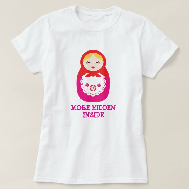 Camiseta del rosa de la muñeca del babushka de la (Diseño del anverso)