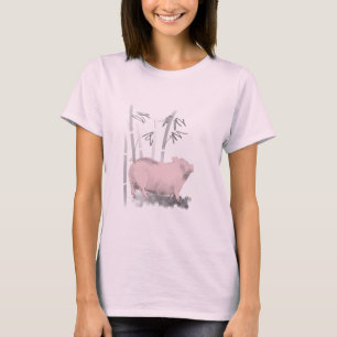 Camiseta del rosa del cerdo del dibujo original y
