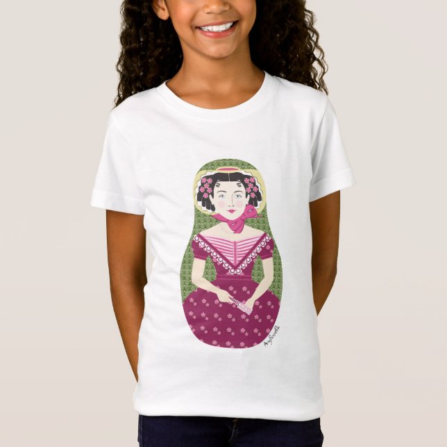Camiseta del Rosa inglés Matryoshka Chica (Anverso)