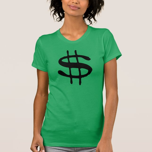 Camiseta del Rótulo de dólar del dinero (Anverso)