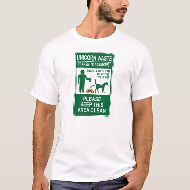 Camiseta del Rótulo de la basura del unicornio (Anverso)