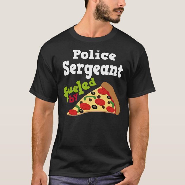 Camiseta del sargento de policía pizza (divertida) (Anverso)