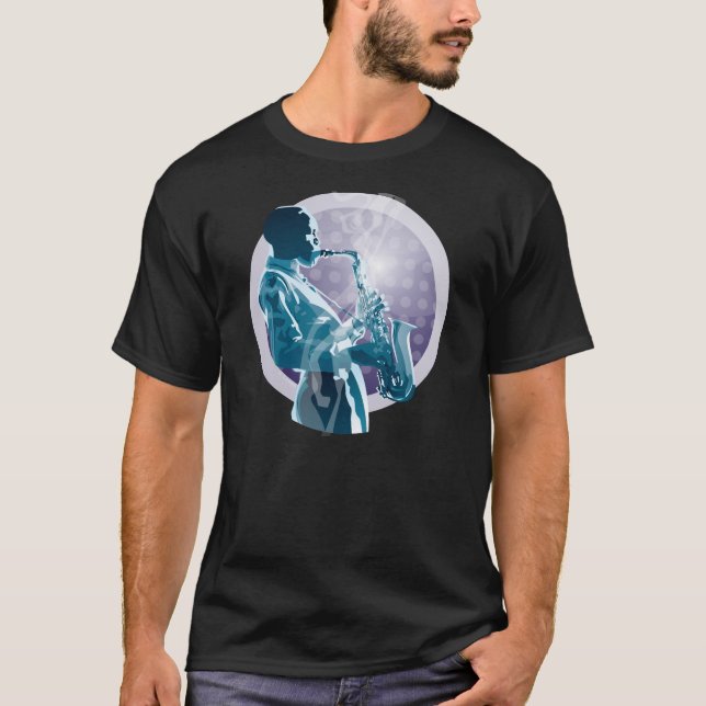 Camiseta del saxofón del jazz (Anverso)