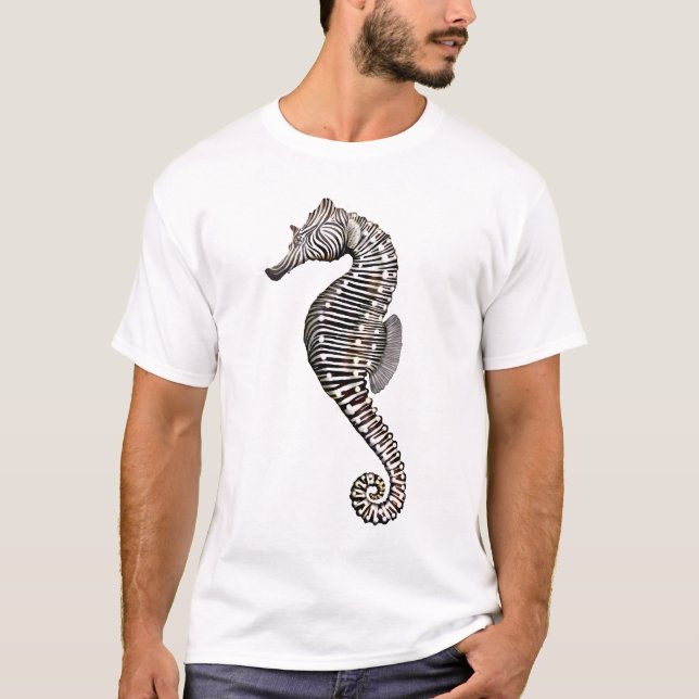 Camiseta del Seahorse de la cebra del arrecife de (Anverso)