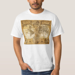 Camiseta del siglo XVII del mapa de Viejo Mundo