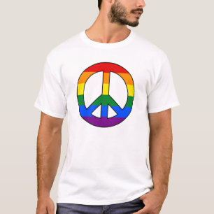 Camiseta del signo de la paz de la bandera de LGBT
